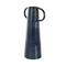 16" Dark Blue Ceramic Textured Cone Vase with Curved Handles